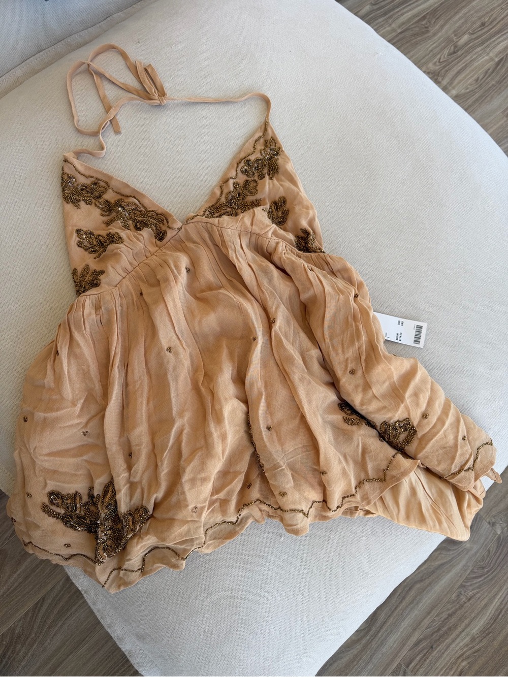 New never worn Urban Outfitters Peach Beaded Halter Babydoll Slip